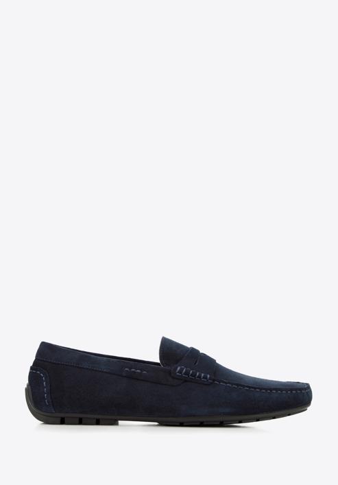 Men's suede penny loafers, navy blue, 94-M-500-5-41, Photo 1