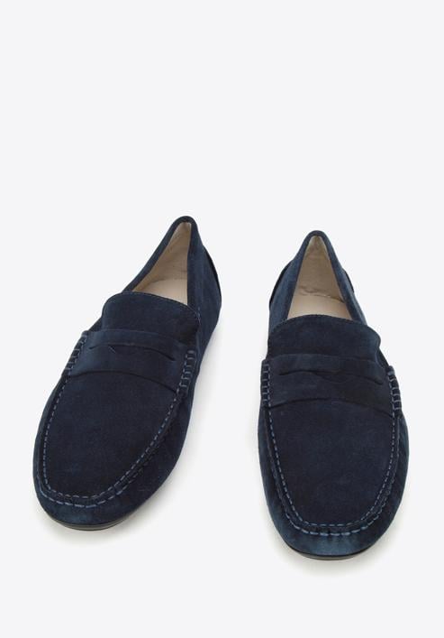 Men's suede penny loafers, navy blue, 94-M-500-5-42, Photo 2