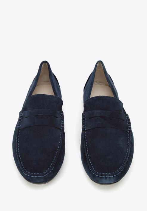 Men's suede penny loafers, navy blue, 94-M-500-5-42, Photo 3