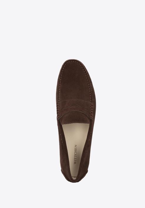 Men's suede penny loafers, dark brown, 94-M-500-4-40, Photo 4