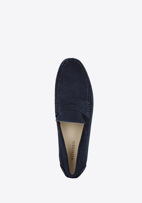 Men's suede penny loafers, navy blue, 94-M-500-5-42, Photo 4