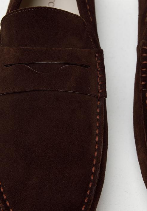 Men's suede penny loafers, dark brown, 94-M-500-4-40, Photo 7
