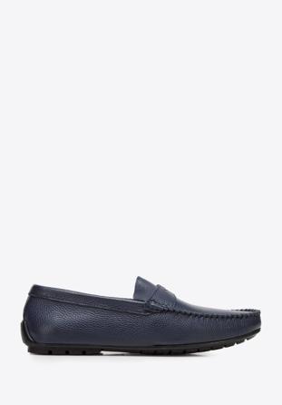Men's leather penny loafers, navy blue, 94-M-903-N-39, Photo 1