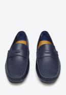 Men's leather penny loafers, navy blue, 94-M-903-N-40, Photo 3