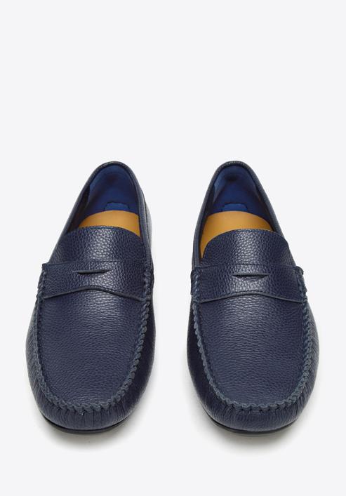 Men's leather penny loafers, navy blue, 94-M-903-5-41, Photo 3