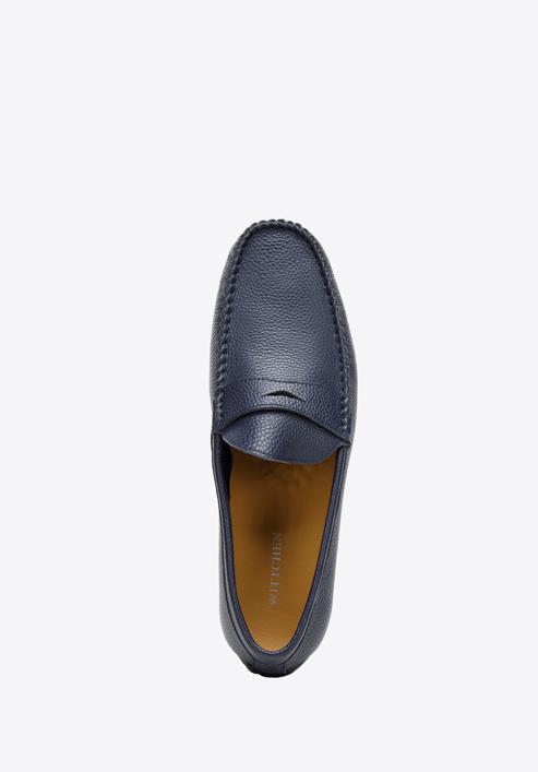 Men's leather penny loafers, navy blue, 94-M-903-N-43, Photo 4