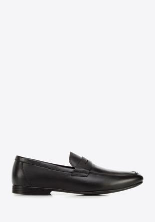 Men's leather penny loafers, black, 94-M-504-1-45, Photo 1