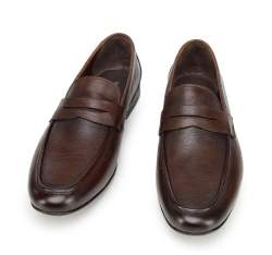 Men's leather penny loafers, dark brown, 94-M-504-4-39, Photo 1