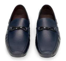Men's leather driver loafers, navy blue, 92-M-921-7-43, Photo 1