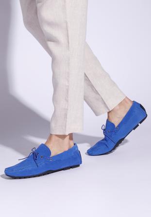 Men's suede driver loafers, blue, 94-M-904-7-44, Photo 1