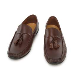 Men's leather tassel loafers, dark brown, 94-M-901-4-44, Photo 1