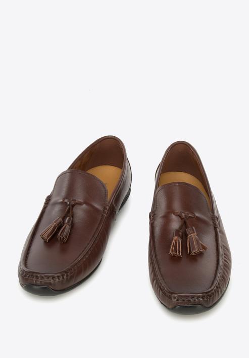 Men's leather tassel loafers, dark brown, 94-M-901-4-40, Photo 2