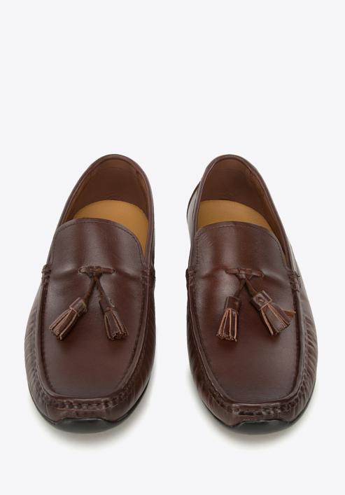 Men's leather tassel loafers, dark brown, 94-M-901-5-42, Photo 3