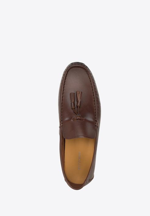 Men's leather tassel loafers, dark brown, 94-M-901-4-44, Photo 4