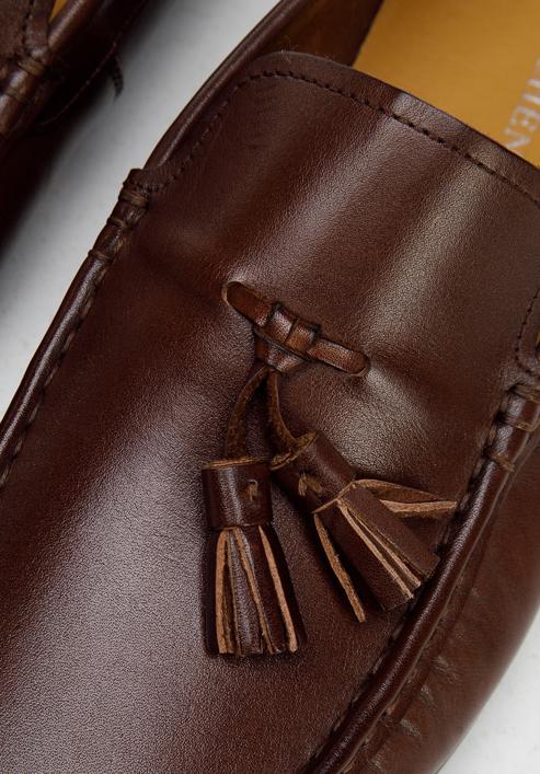 Men's leather tassel loafers, dark brown, 94-M-901-5-45, Photo 7