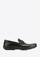 Men's leather moccasins with perforated strap, black, 94-M-501-5-43, Photo 1