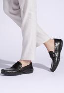 Men's leather moccasins with perforated strap, black, 94-M-501-5-45, Photo 15