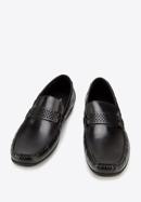 Men's leather moccasins with perforated strap, black, 94-M-501-5-45, Photo 2