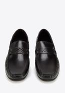 Men's leather moccasins with perforated strap, black, 94-M-501-5-45, Photo 3