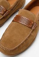 Men's leather moccasins with perforated strap, brown, 94-M-501-5-44, Photo 8