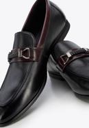 Men's leather moccasins with decorative buckle, black-burgundy, 96-M-508-1-41, Photo 8