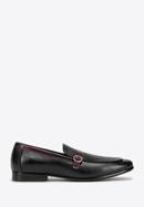 Men's leather strap moccasins, black-burgundy, 98-M-711-5-41, Photo 1