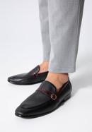 Men's leather strap moccasins, black-burgundy, 98-M-711-15-41, Photo 15