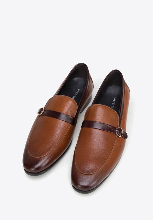 Men's leather strap moccasins, light brown, 98-M-711-15-41, Photo 2