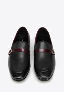 Men's leather strap moccasins, black-burgundy, 98-M-711-5-45, Photo 3