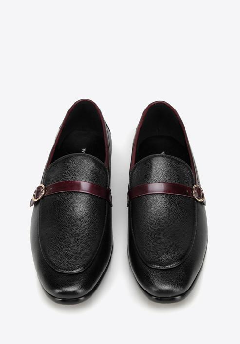 Men's leather strap moccasins, black-burgundy, 98-M-711-5-42, Photo 3