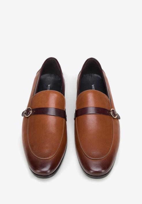 Men's leather strap moccasins, light brown, 98-M-711-5-45, Photo 3