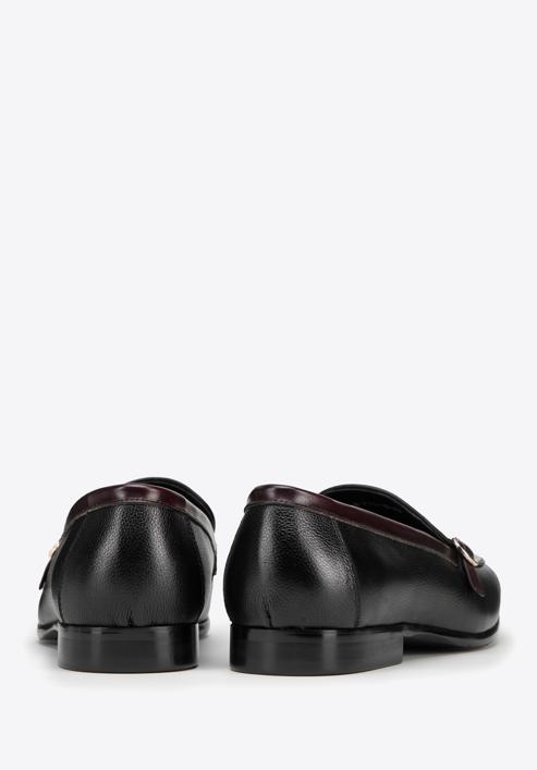 Men's leather strap moccasins, black-burgundy, 98-M-711-5-42, Photo 4