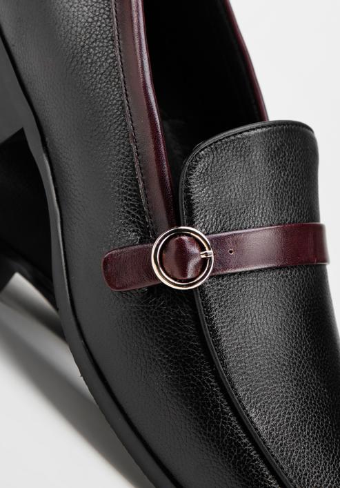Men's leather strap moccasins, black-burgundy, 98-M-711-5-39, Photo 7