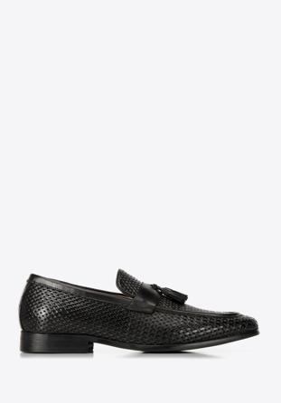 Men's leather tassel loafers, black, 98-M-709-1-39, Photo 1