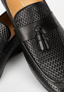 Men's leather tassel loafers, black, 98-M-709-1-42, Photo 7