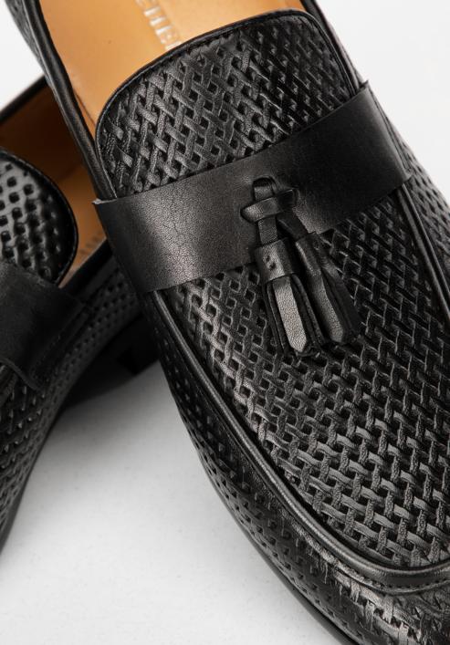 Men's leather tassel loafers, black, 98-M-709-1-43, Photo 7