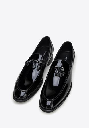 Men's patent leather tassel loafers, black, 98-M-708-1L-41, Photo 1