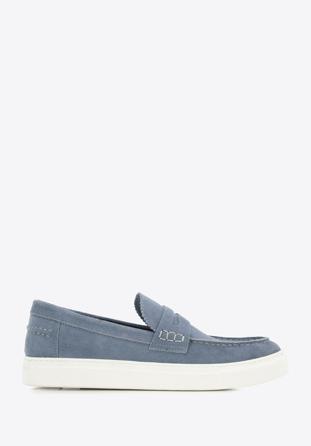 Men's suede moccasins, blue, 96-M-517-N-45, Photo 1