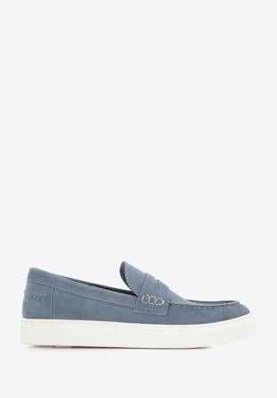 Men's suede moccasins, blue, 96-M-517-N-40, Photo 1