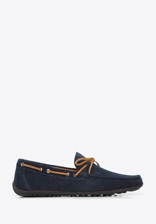 Men's suede driver shoes, navy blue, 96-M-511-N-44, Photo 1