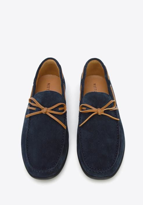 Men's suede driver shoes, navy blue, 96-M-511-5-45, Photo 2