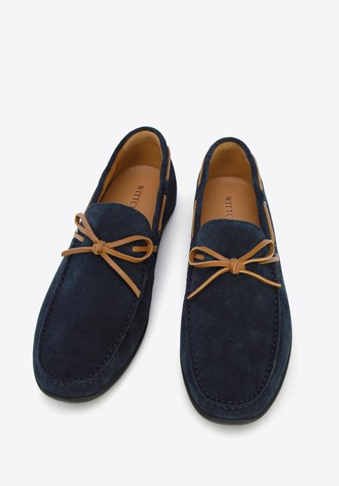Men's suede driver shoes, navy blue, 96-M-511-N-41, Photo 3