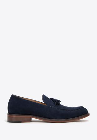 Men's suede tassel loafers, navy blue, 98-M-702-N-41, Photo 1