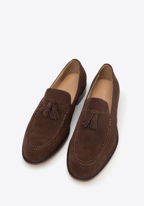 Men's suede tassel loafers, dark brown, 98-M-702-Z-42, Photo 2