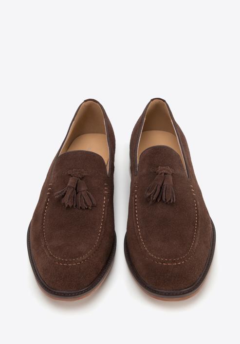 Men's suede tassel loafers, dark brown, 98-M-702-N-43, Photo 3
