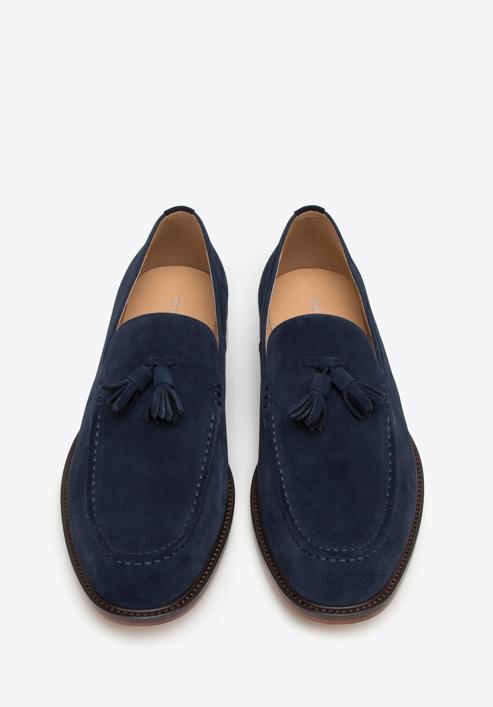 Men's suede tassel loafers, navy blue, 98-M-702-4-45, Photo 3