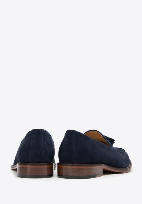 Men's suede tassel loafers, navy blue, 98-M-702-N-44, Photo 4