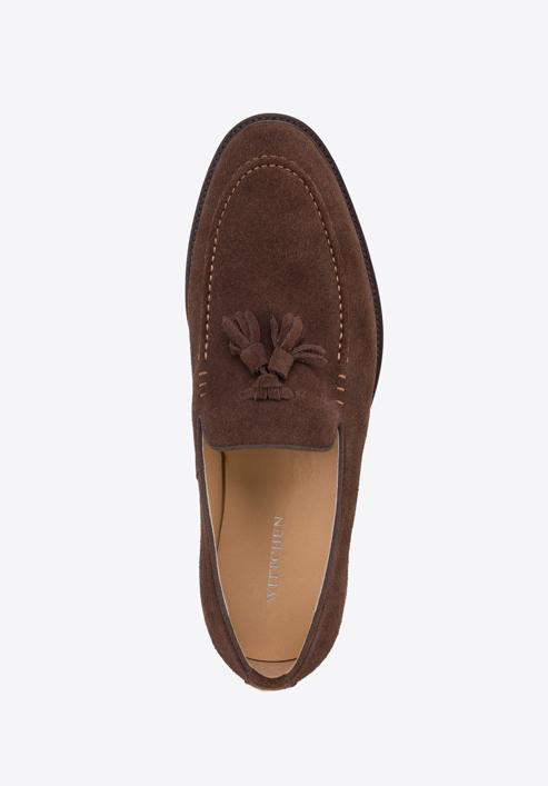 Men's suede tassel loafers, dark brown, 98-M-702-4-44, Photo 5
