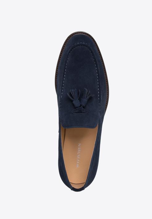 Men's suede tassel loafers, navy blue, 98-M-702-N-39, Photo 5