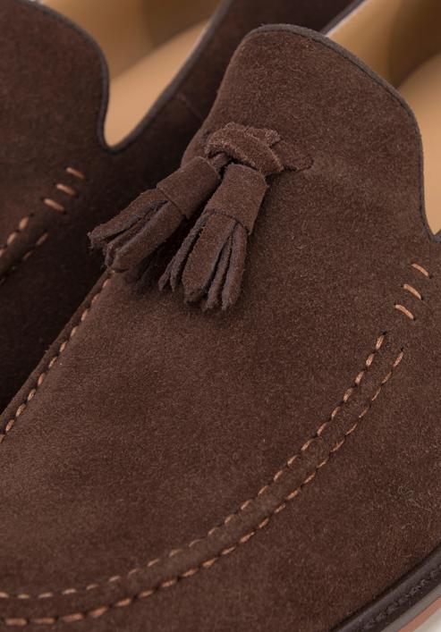 Men's suede tassel loafers, dark brown, 98-M-702-5-40, Photo 7